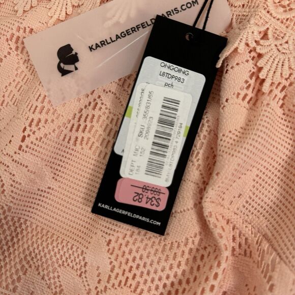 Karl Lagerfeld Size 4 Women's Peach Pink Sleeveless Lace Shift Dress Floral NWT - Picture 7 of 11